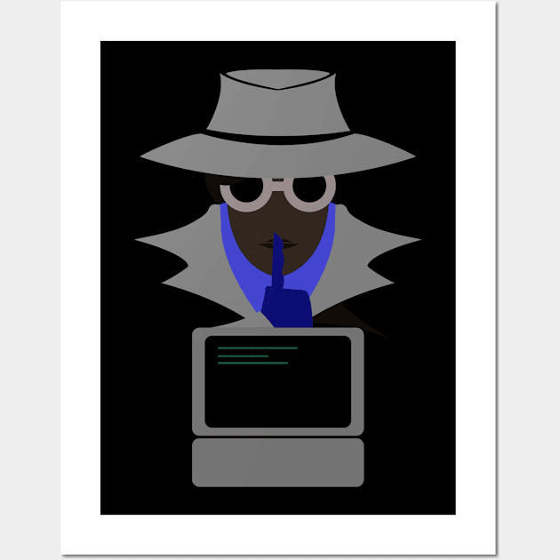 Lady Grey Shush (Afro W/Computer): A Cybersecurity Design Wall Art by McNerdic